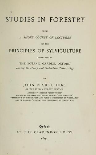 Cover for Studies in forestry