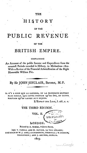 Cover for The history of the public revenue of the British empire