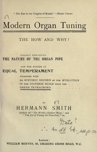 Cover for Modern organ tuning