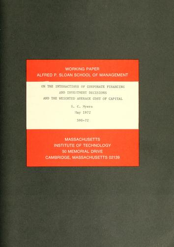 Cover for On the interaction of corporate financing and investment decisions and the weighted average cost of capital