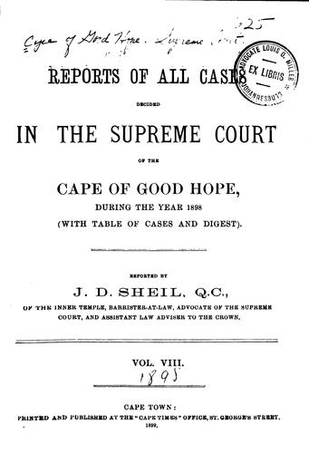 Cover for "Cape Times" Law Reports: A Record of Every Matter Disposed of in the Supreme Court, During the ...