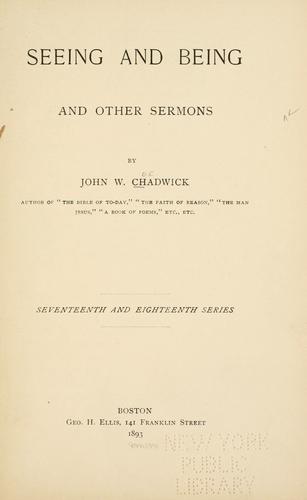Cover for Seeing and being