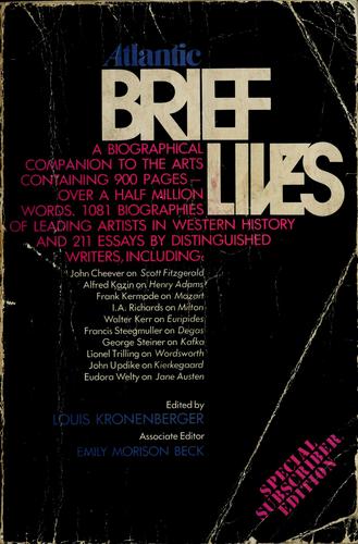 Cover for Atlantic brief lives: a biographical companion to the arts.