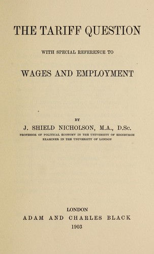 Cover for The tariff question