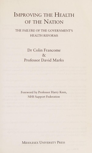 Cover for Improving the Health of the Nation