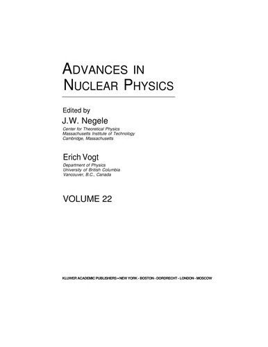 Cover for Advances in nuclear physics