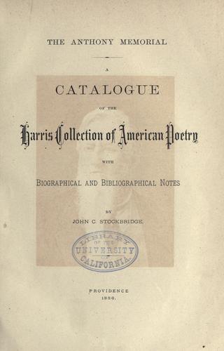 Cover for The Anthony memorial.