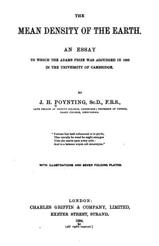 Cover for The mean density of the earth