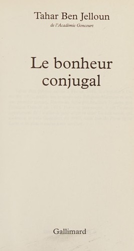 Cover for Le bonheur conjugal