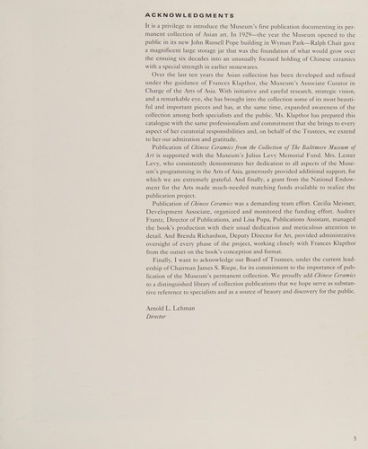 Cover for Chinese ceramics from the collection of the Baltimore Museum of Art