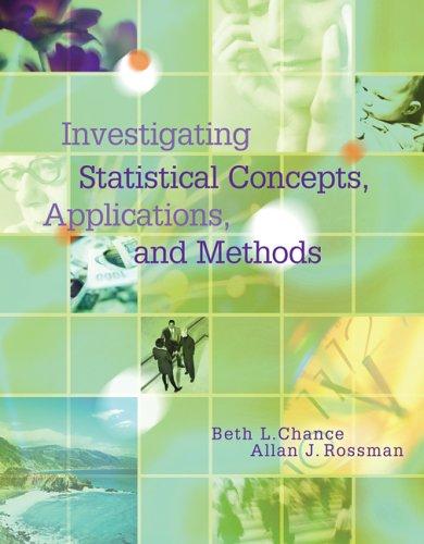 Cover for Investigating Statistical Concepts, Applications, and Methods (with CD-ROM)