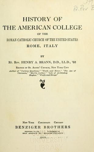 Cover for History of the American College