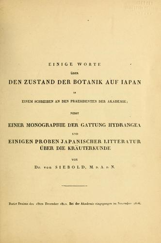 Cover for Einige Worte über den Zustand der Botanik auf Iapan