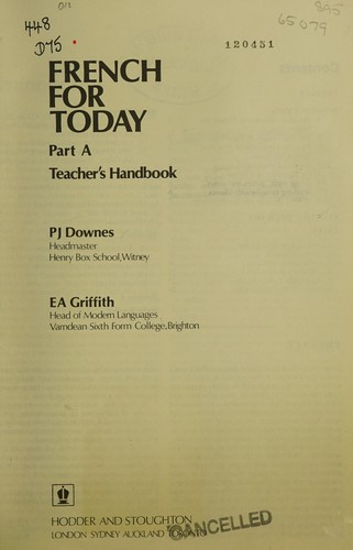 Cover for French for Today (French For Today)