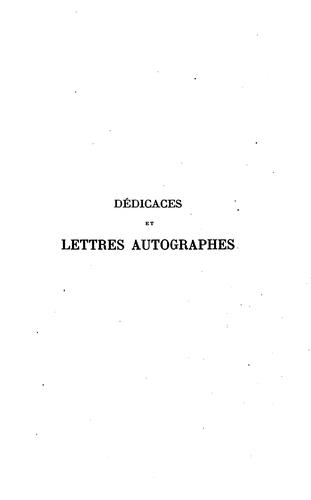 Cover for Dédicaces et lettres autographes