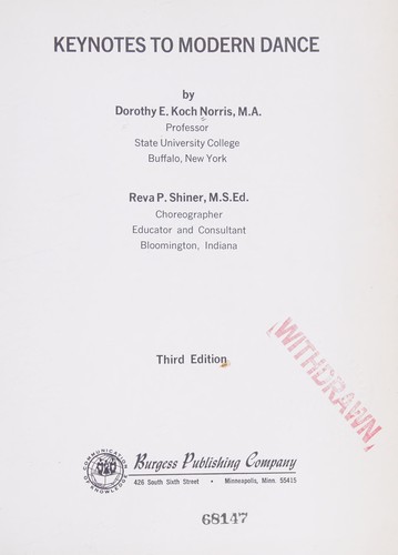 Cover for Keynotes to modern dance