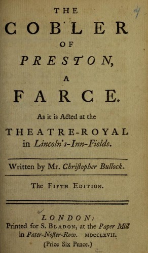Cover for The cobler of Preston