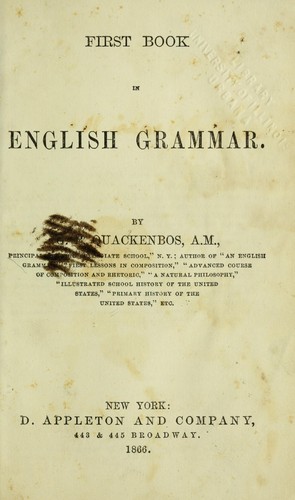 Cover for First book in English grammar.
