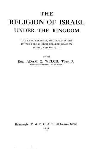 Cover for The religion of Israel under the kingdom