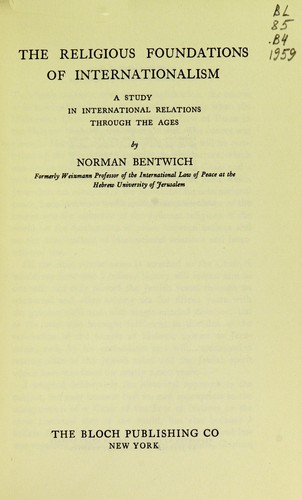 Cover for The religious foundations of internationalism