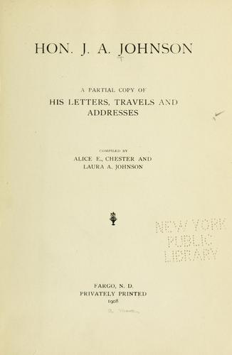 Cover for Hon. J.A. Johnson