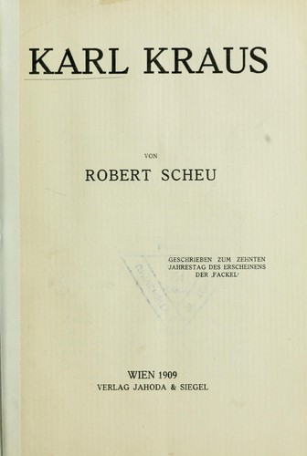 Cover for Karl Kraus