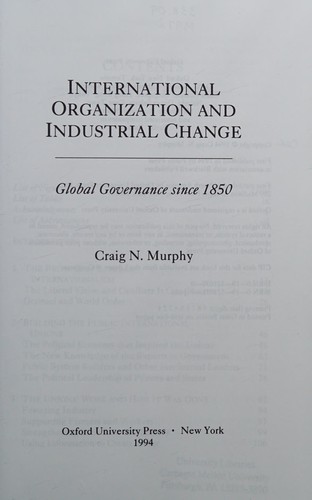 Cover for International organization and industrial change