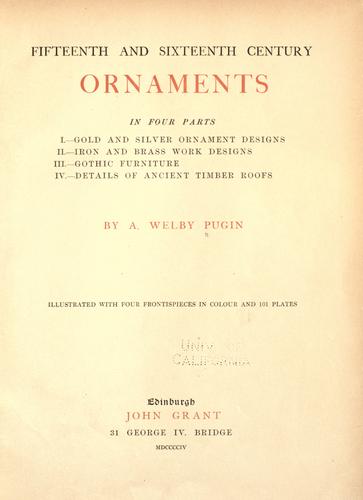 Cover for Fifteenth and sixteenth century ornaments