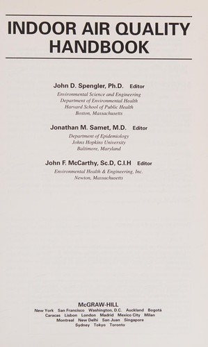 Cover for Indoor air quality handbook