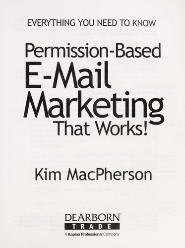 Cover for Permission-based E-mail marketing that works!
