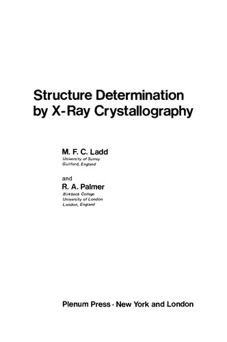 Cover for Structure Determination by X-Ray Crystallography