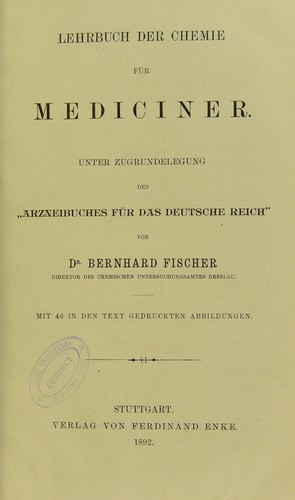 Cover for Lehrbuch der Chemie fur Mediciner : unter Zugrundelegung des "Arzneibuches fur das deutsche Reich"