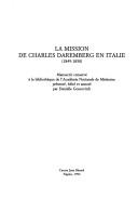 Cover for La mission de Charles Daremberg en Italie (1849-1850)