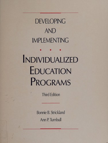 Cover for Developing and implementing individualized education programs