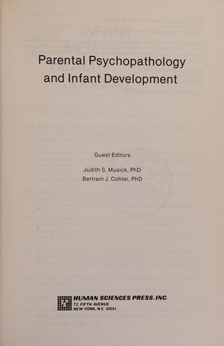 Cover for Parental Psychopathology and Infant Development