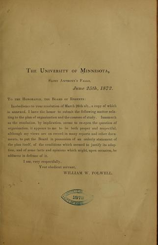 Cover for Report on the plan of organization and courses of study