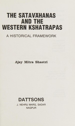 Cover for The Sātavāhanas and the Western Kshatrapas
