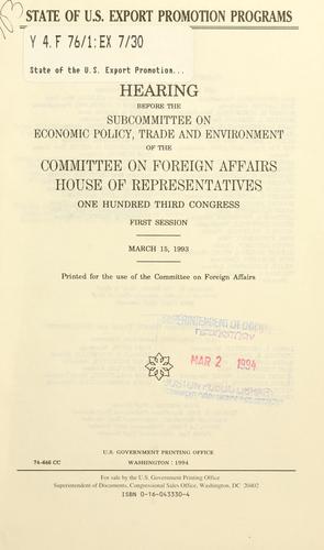 Cover for State of U.S. export promotion programs