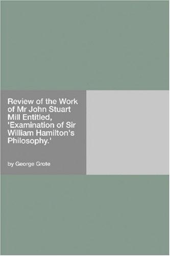Cover for Review of the Work of Mr John Stuart Mill Entitled, \'Examination of Sir William Hamilton\'s Philosophy.\'