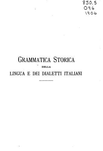 Cover for Grammatica storica della lingua e dei dialetti italiani