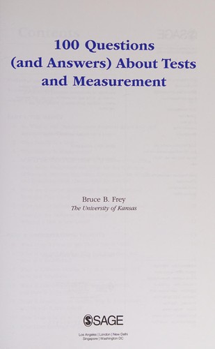 Cover for 100 Questions (and Answers) about Tests and Measurement