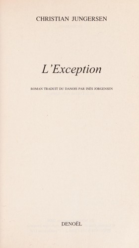 Cover for L'exception