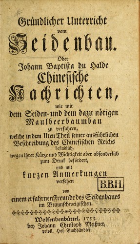 Cover for Gründlicher Unterricht vom Seidenbau
