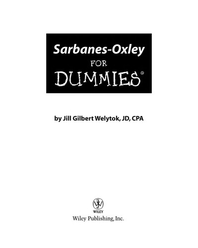 Cover for Sarbanes-Oxley for dummies