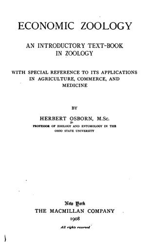 Cover for Economic zoology