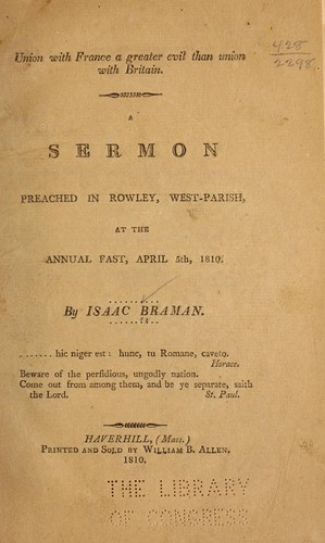 Cover for Union with France a greater evil than union with Britain
