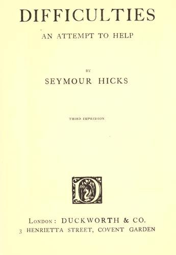 Cover for Difficulties