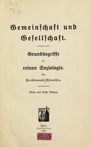 Cover for Gemeinschaft und Gesellschaft