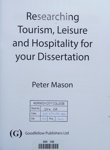 Cover for Researching Tourism, Leisure and Hospitality for Your Dissertation