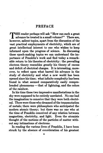 Cover for The Advance in Electricity Since the Time of Franklin